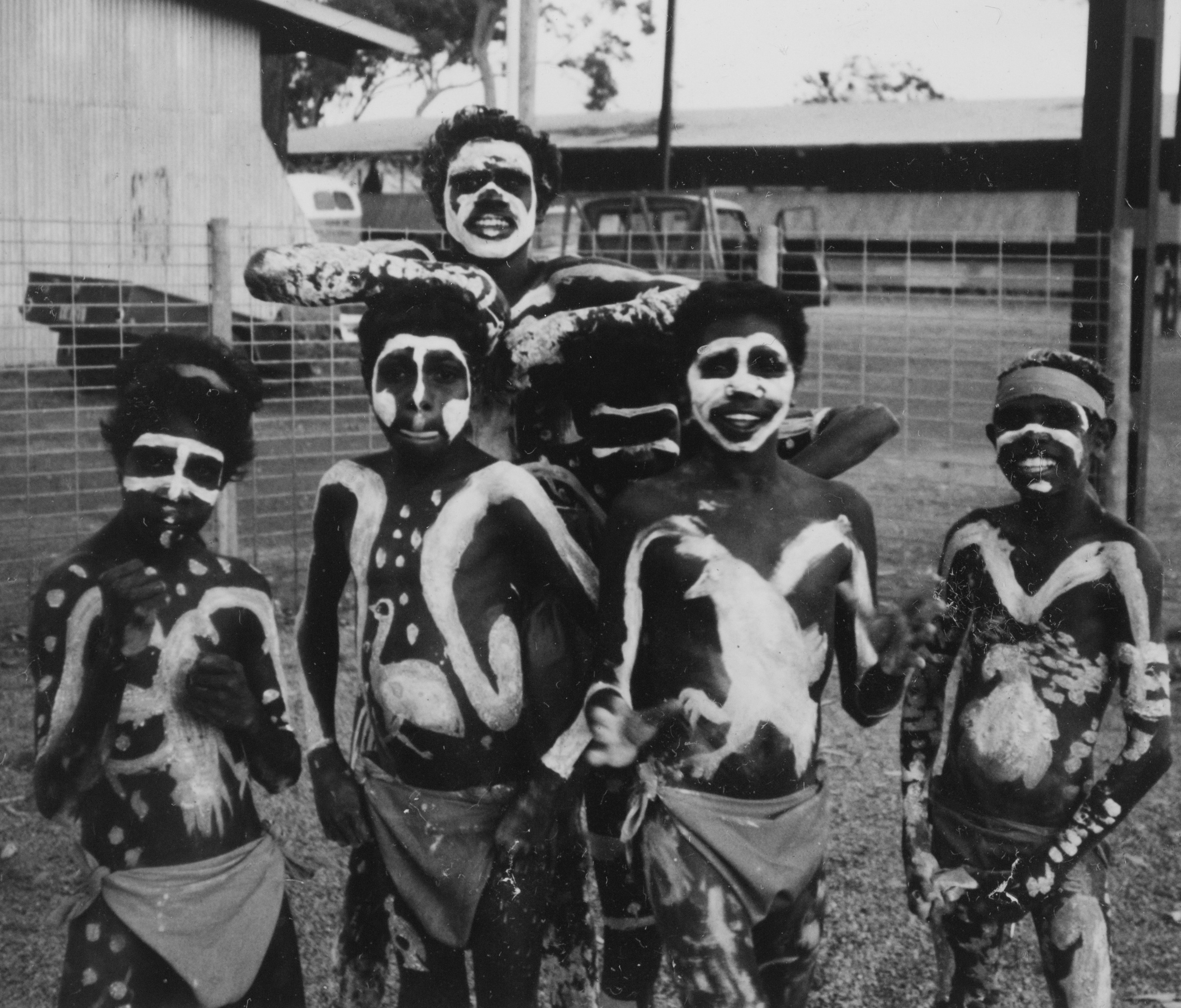 Group of aboriginal children Maningirda students at Darwin Eisteddfod 1971 - Winnellie Show Grounds - Libby White