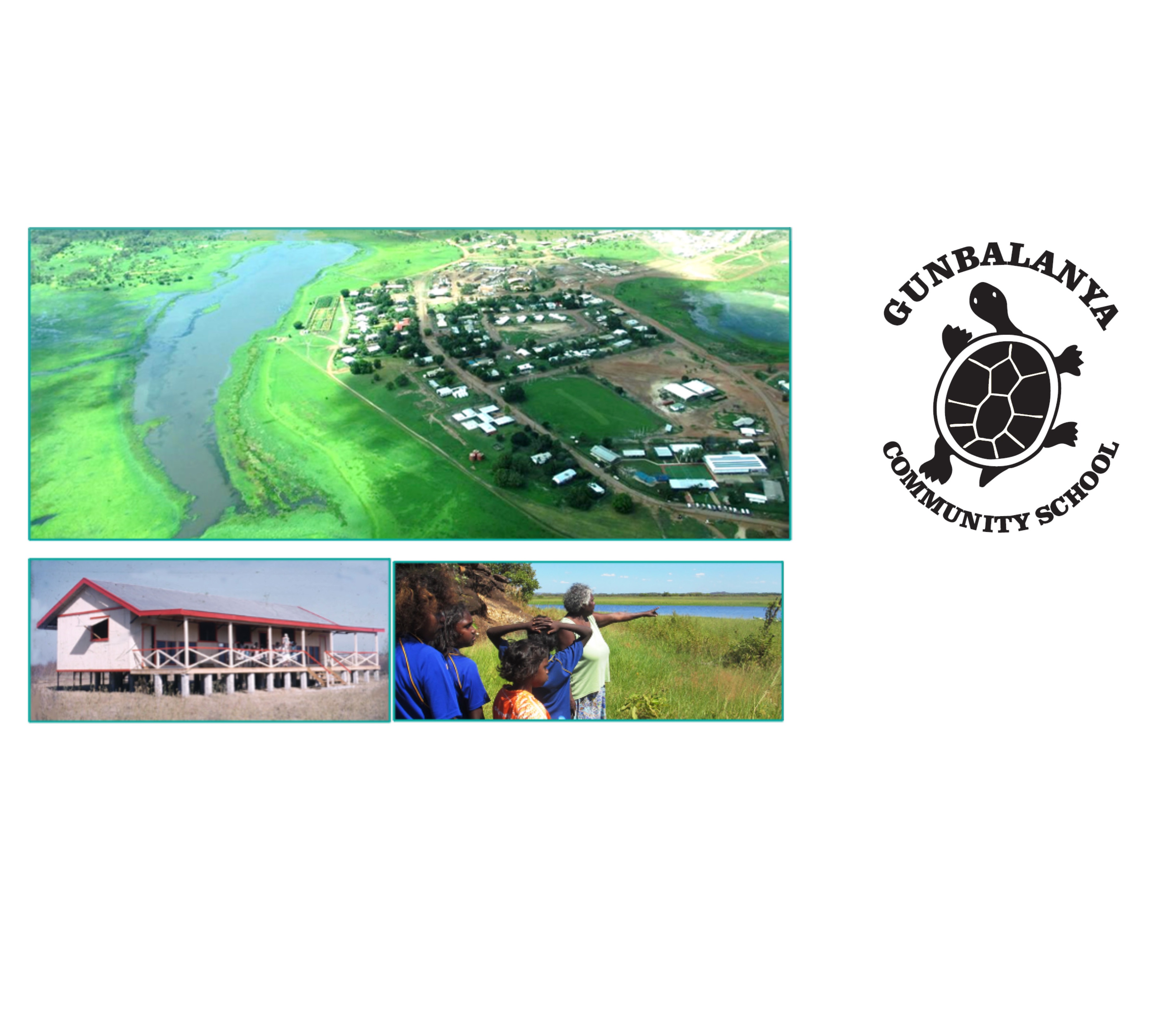 Gunbalanya from the air, School, Community members 