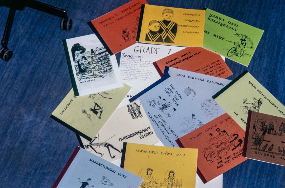 Books in Gupapuyŋu from Milingimbi. Photographer - Tony Thorpe