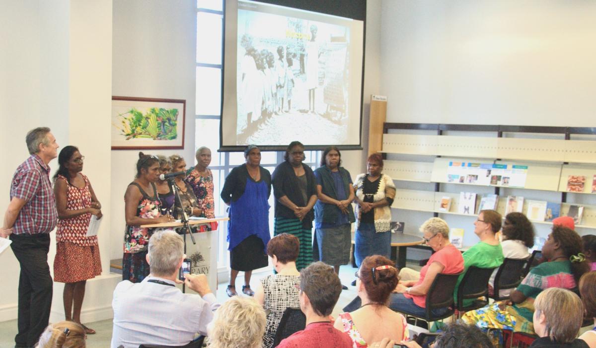 Celebration at LANT showing Education Mob website on screen